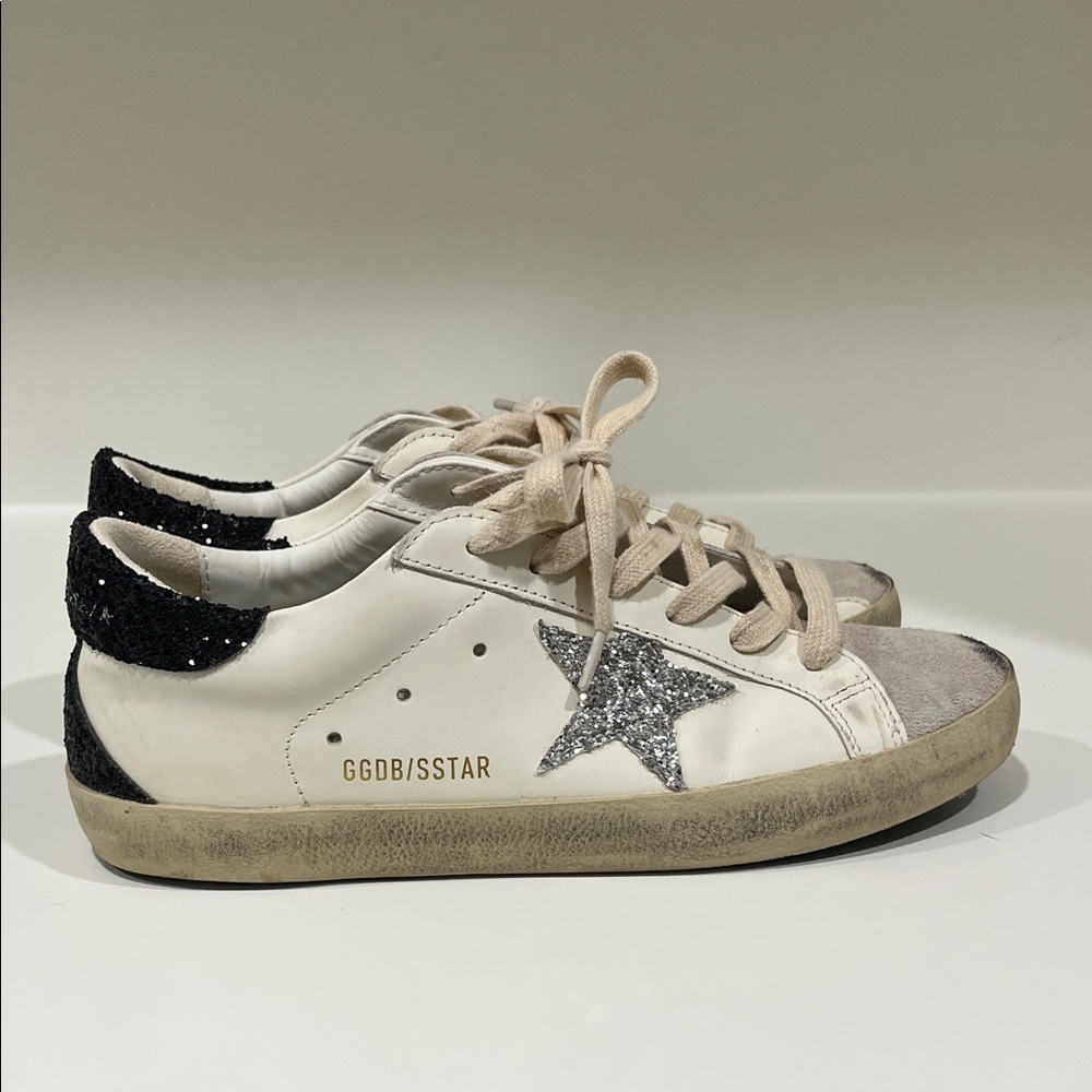 Golden Goose Glitter Black and White Sneakers Size 39